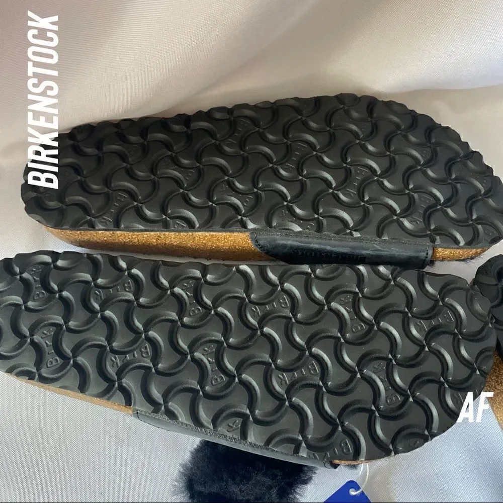 BIRKENSTOCK MADRID SHEARLING BIG BUCKLE SANDALS BLACK NEW NWT